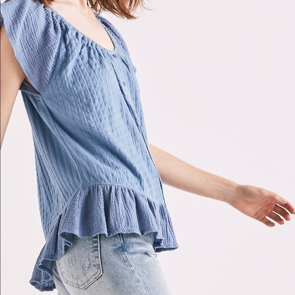 Lucky Brand Textured Woven Mix Media Top - Picture 3 of 6